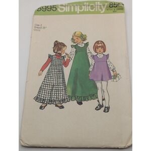 SIMPLICITY 5995 Child 2 Sewing Pattern Jumper Dress Blouse Vintage 1973 Complete